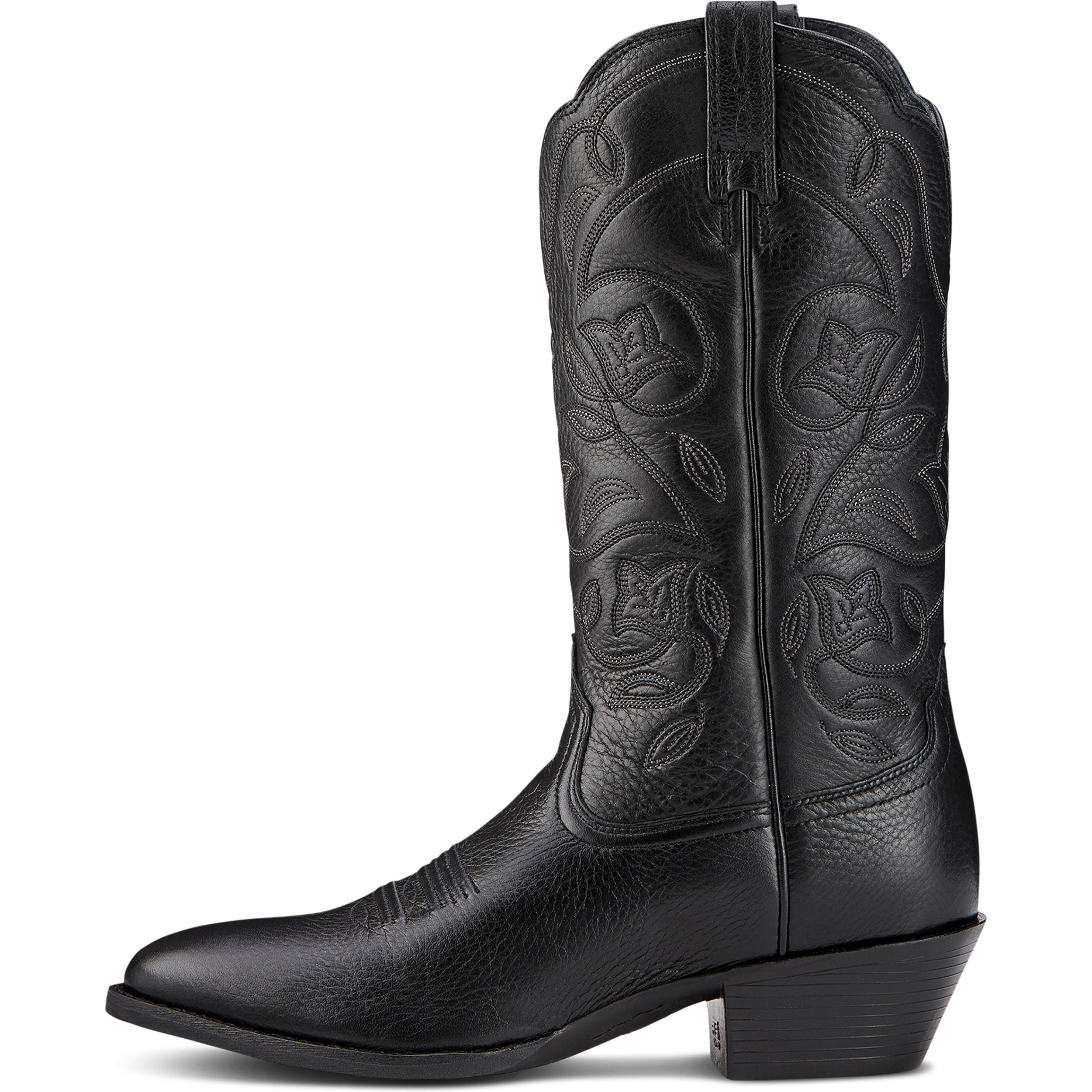 2026 Ariat Womens Heritage R Toe Western Boot 10001037 - Black Deertan